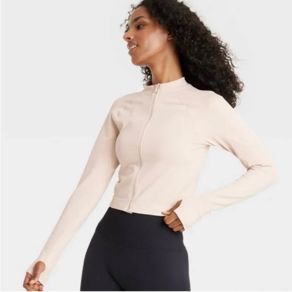 JoyLab Women's Cream Zip-Up Sweater